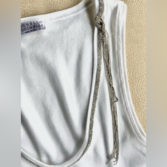 Brunello Cucinelli white tank with chain detail - Picture 3 of 5